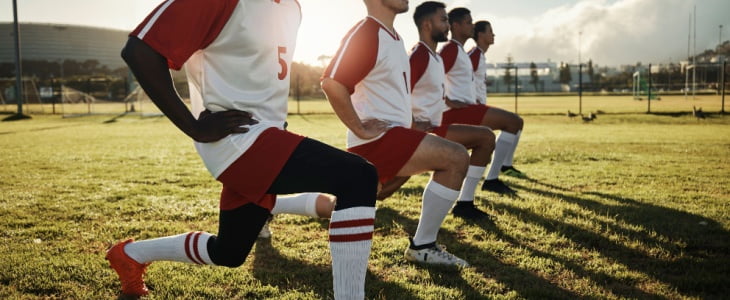 Soccer team warming up